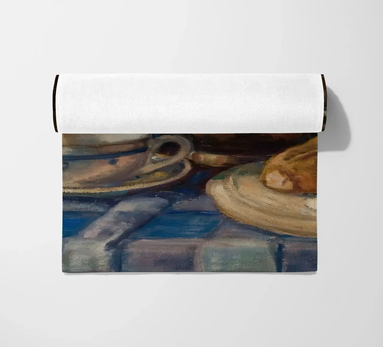 Still Life Breakfast Set Painting - Textured Rustic Art beach towel by ClubArt