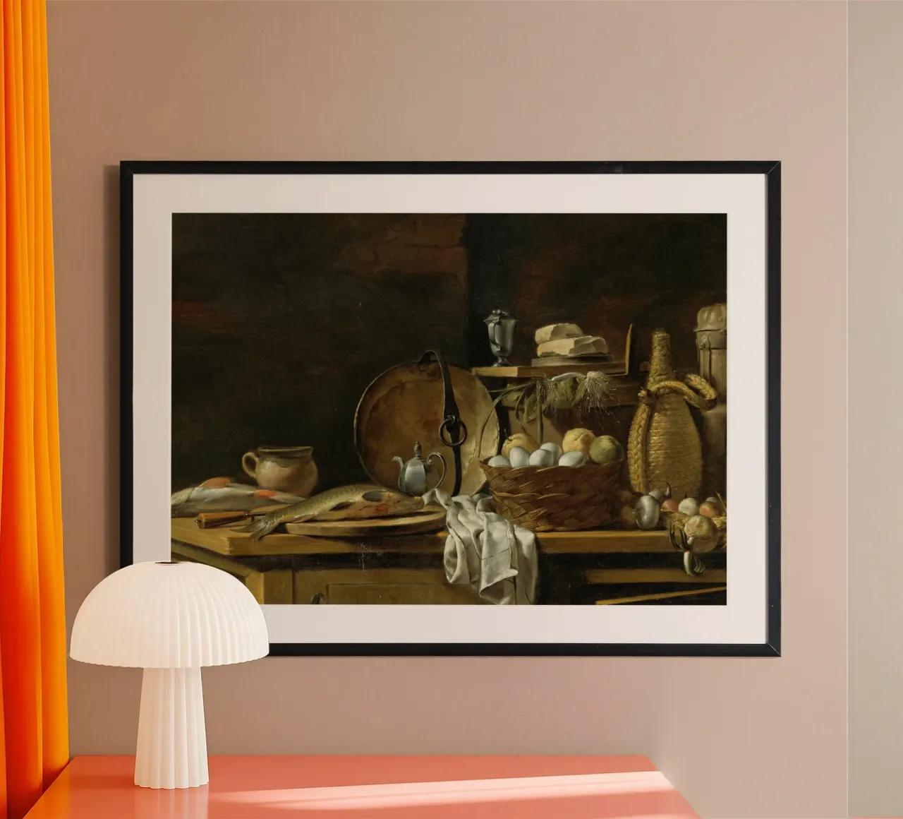 Natura morta in cucina - Pesce e uova del vecchio maestro poster da ClubArt