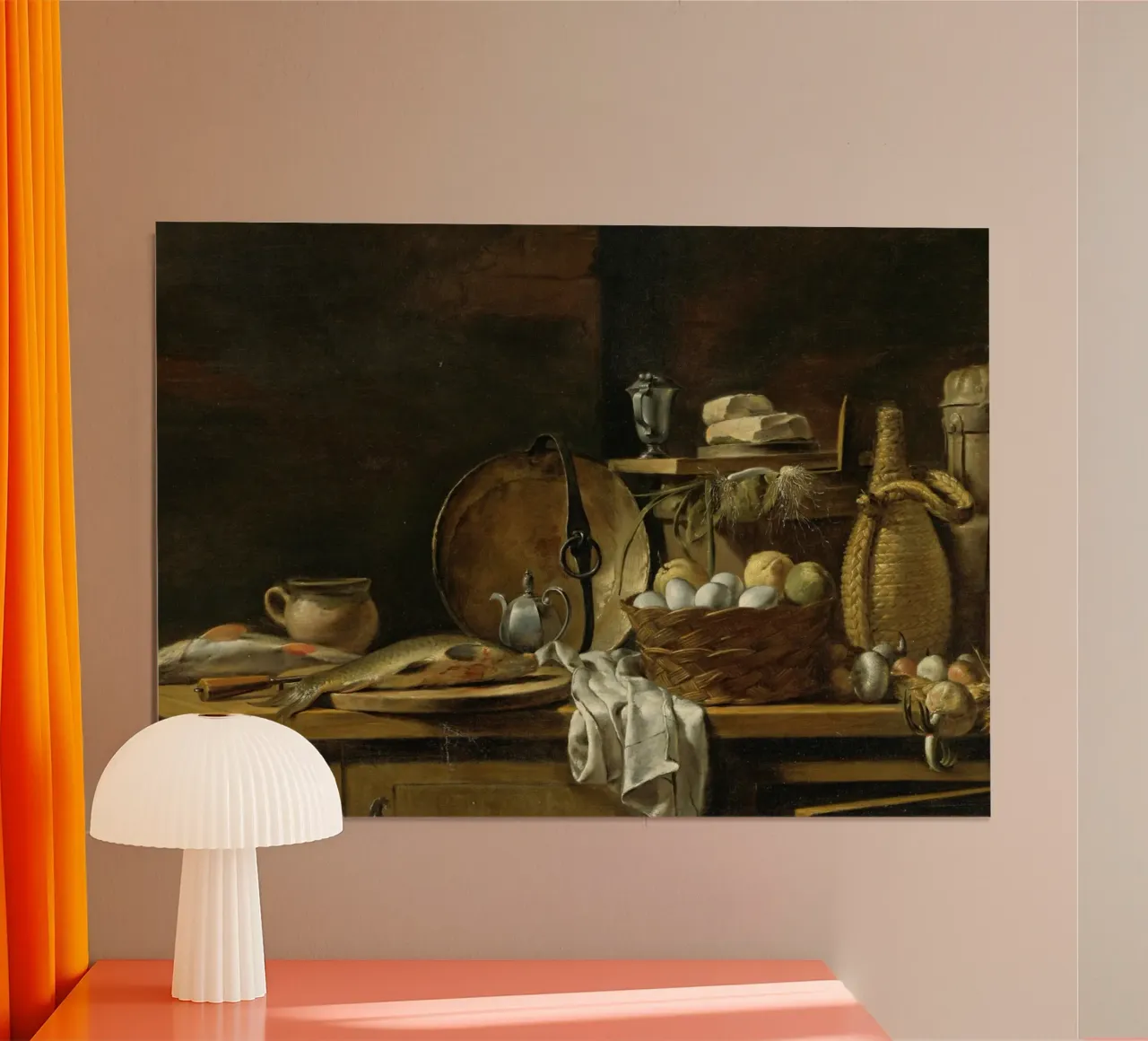 Natura morta in cucina - Pesce e uova del vecchio maestro poster da ClubArt