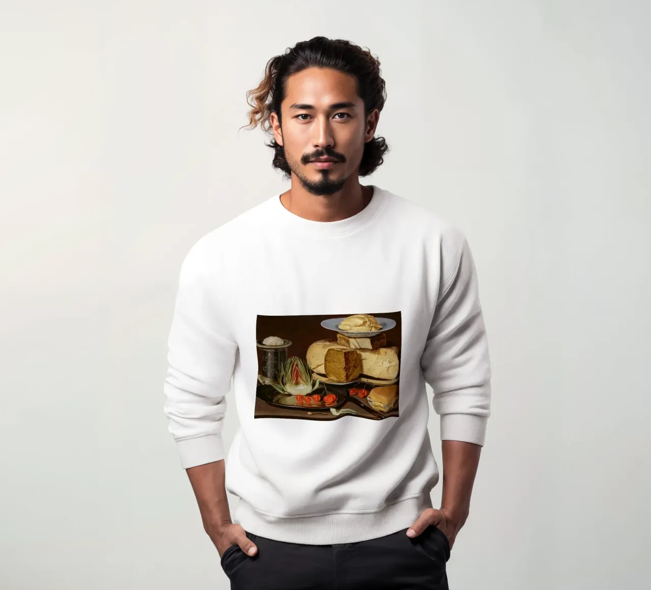 Natura morta di formaggio e carciofi - Old Master Food Art felpa da ClubArt