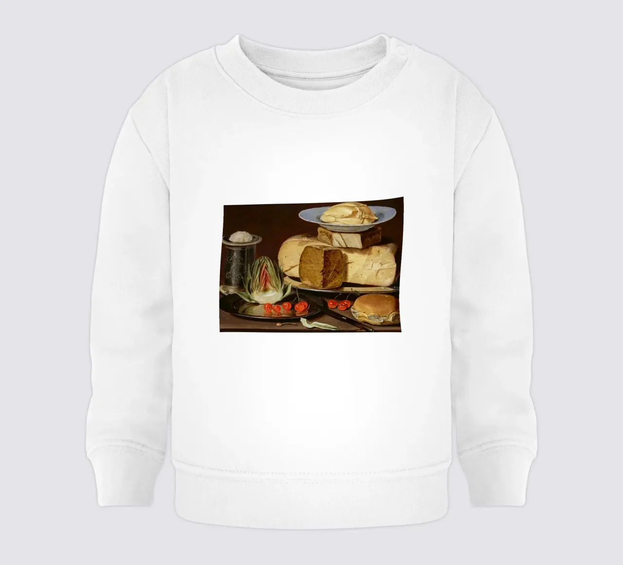Natura morta di formaggio e carciofi - Old Master Food Art felpa neonato da ClubArt