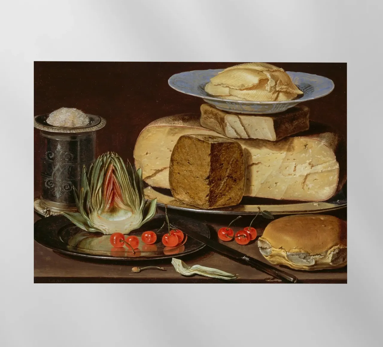 Natura morta di formaggio e carciofi - Old Master Food Art pellicola backlit da ClubArt