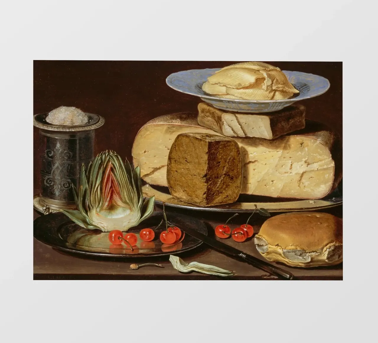 Natura morta di formaggio e carciofi - Old Master Food Art pellicola backlit da ClubArt