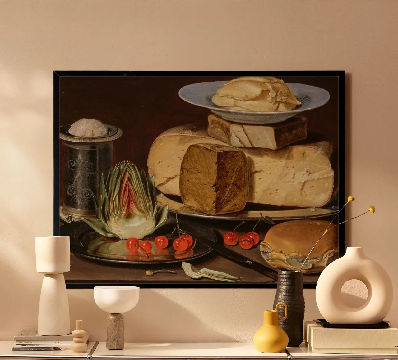 Natura morta di formaggio e carciofi - Old Master Food Art poster da ClubArt