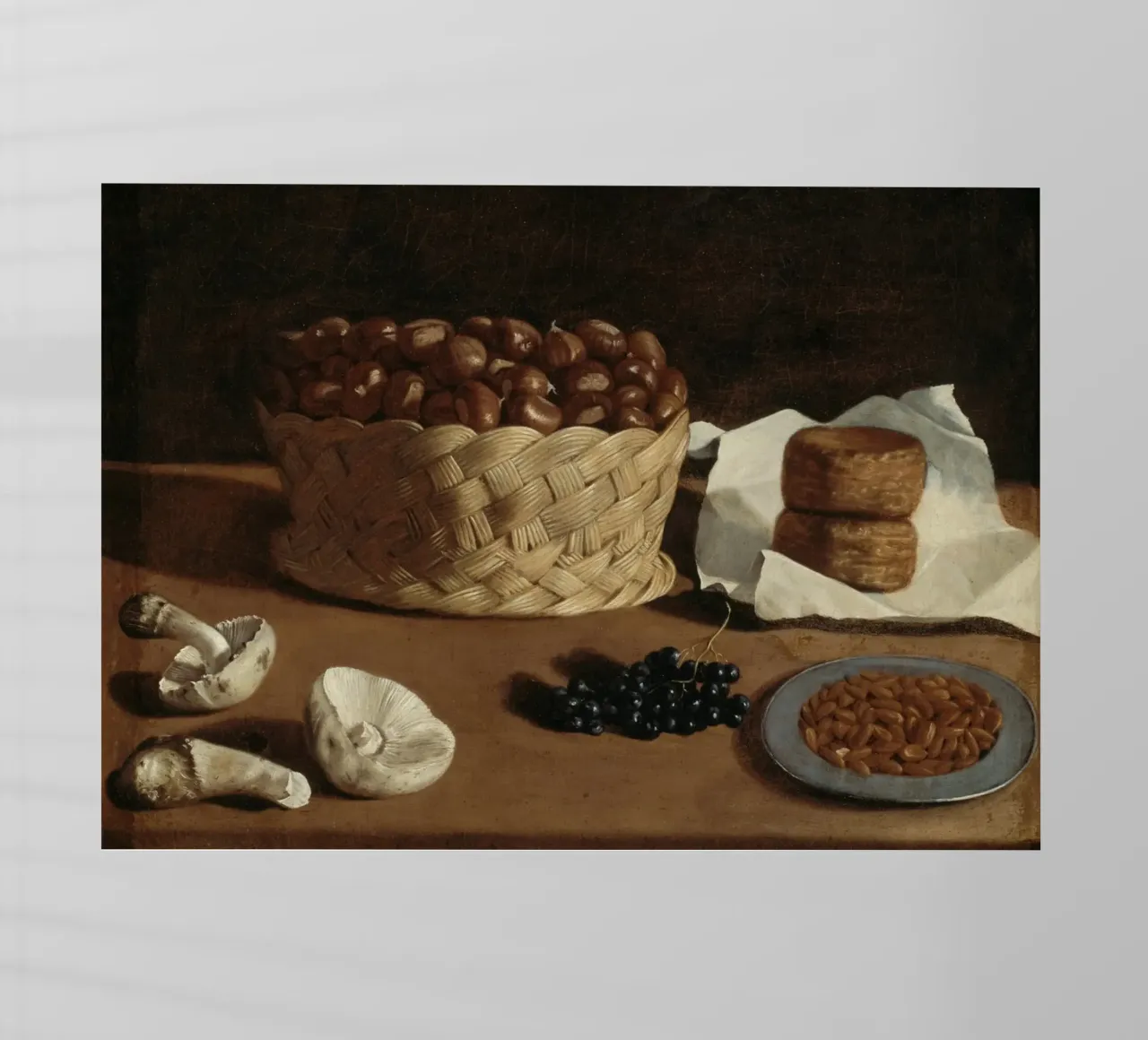 Natura morta castagne e funghi - Arte dell'abbondanza classica pellicola backlit da ClubArt