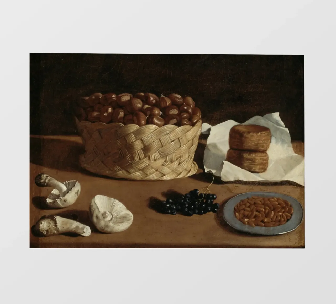 Natura morta castagne e funghi - Arte dell'abbondanza classica pellicola backlit da ClubArt