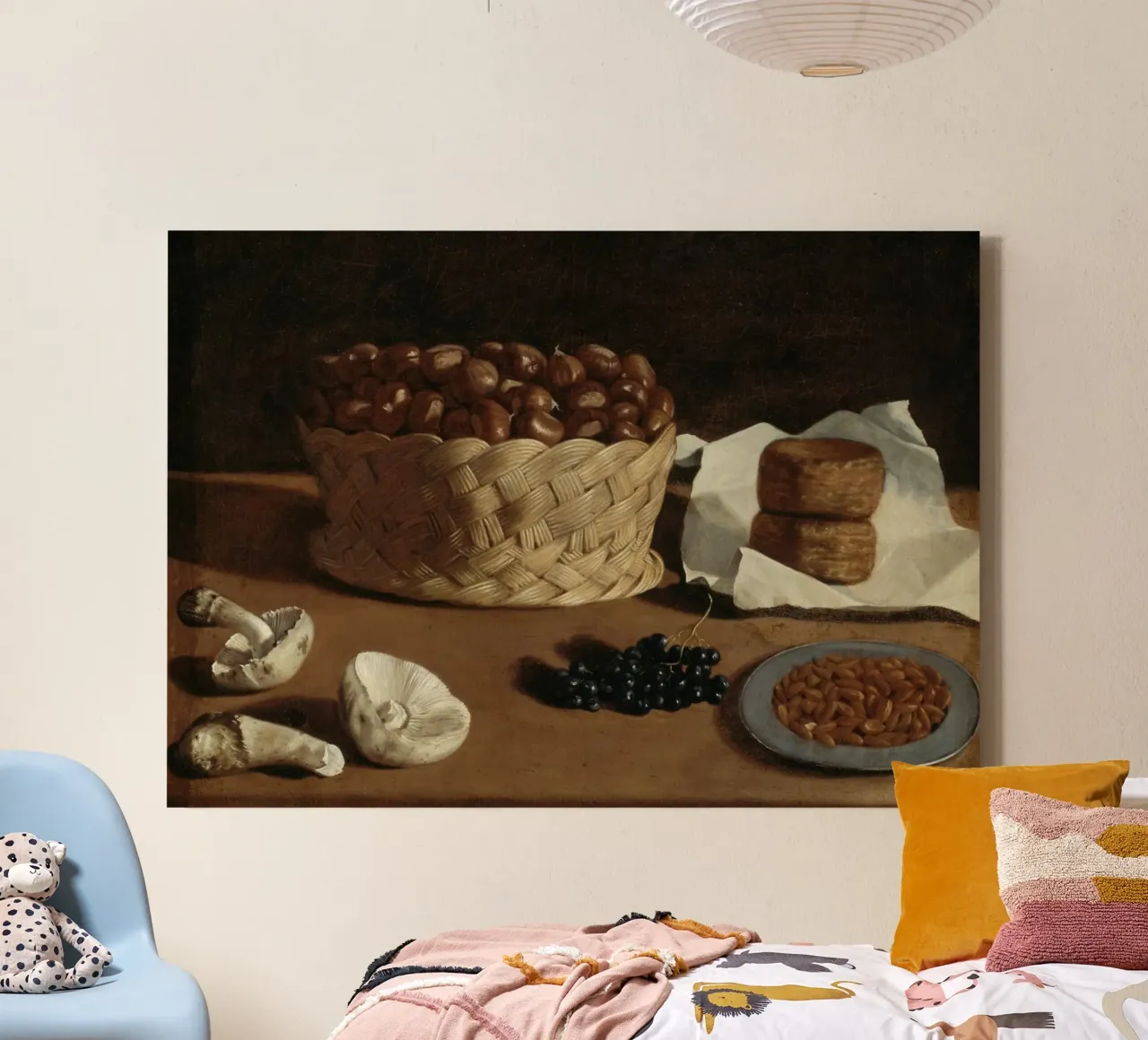 Stilleven Kastanjes & Schimmels - Klassieke Overvloed Kunst canvas met Baklijst van ClubArt