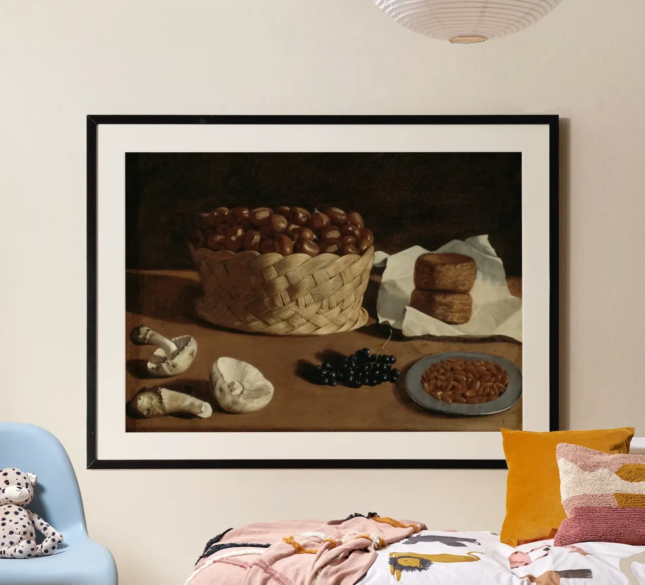 Natura morta castagne e funghi - Arte dell'abbondanza classica poster da ClubArt