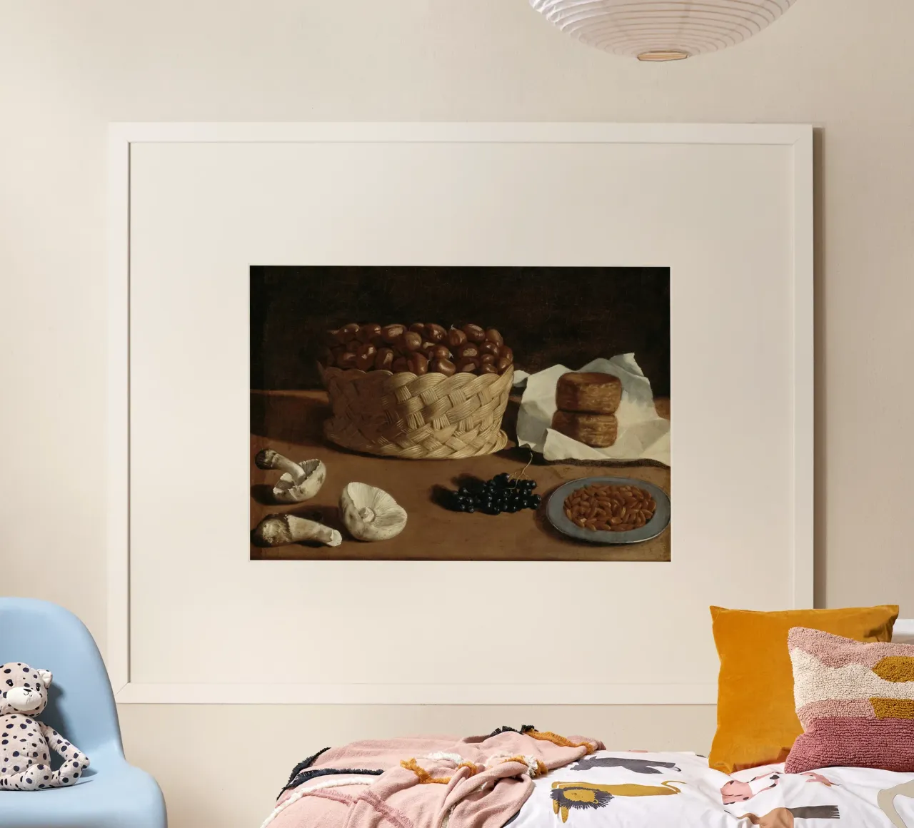 Natura morta castagne e funghi - Arte dell'abbondanza classica poster da ClubArt