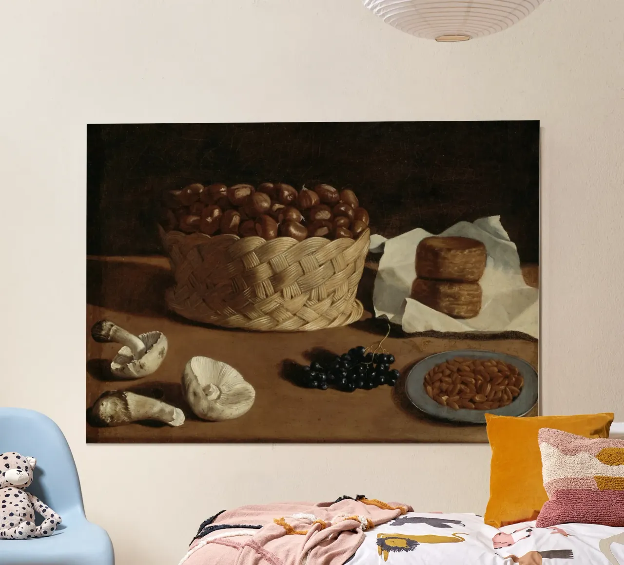Natura morta castagne e funghi - Arte dell'abbondanza classica poster da ClubArt