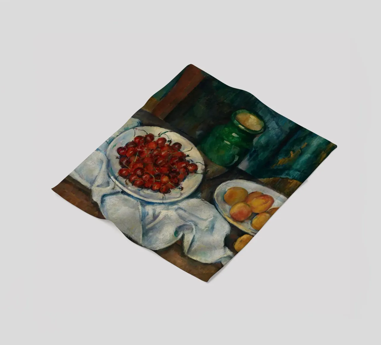 Natura morta ciliegie e pesche - Arte della frutta post-impressionista coperta in pile da ClubArt