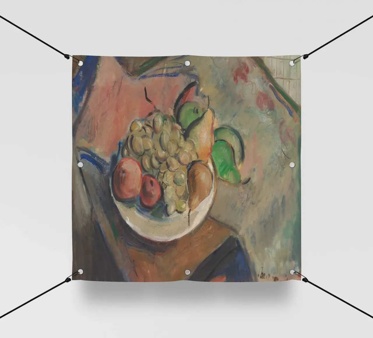 Fruitschaal stilleven - Expressieve gestructureerde kunst pvc-zeil van ClubArt