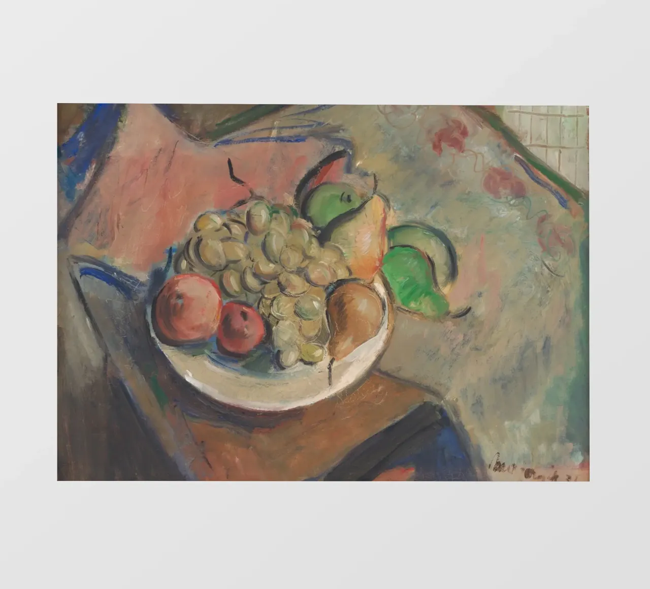 Fruitschaal stilleven - Expressieve gestructureerde kunst pvc-zeil van ClubArt