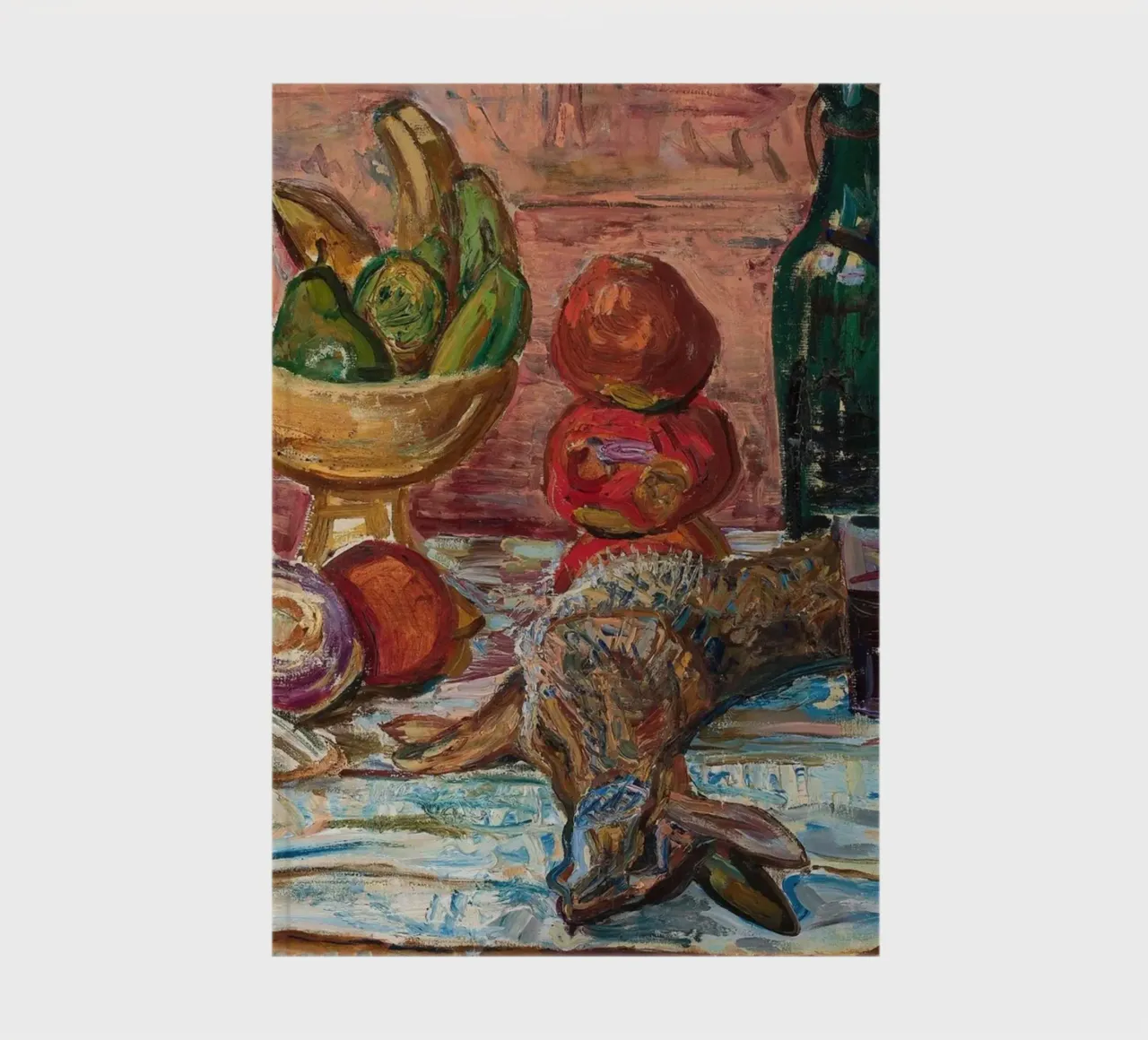 Natura morta di uccelli, frutta e bottiglie - Pittura espressionista diario da ClubArt