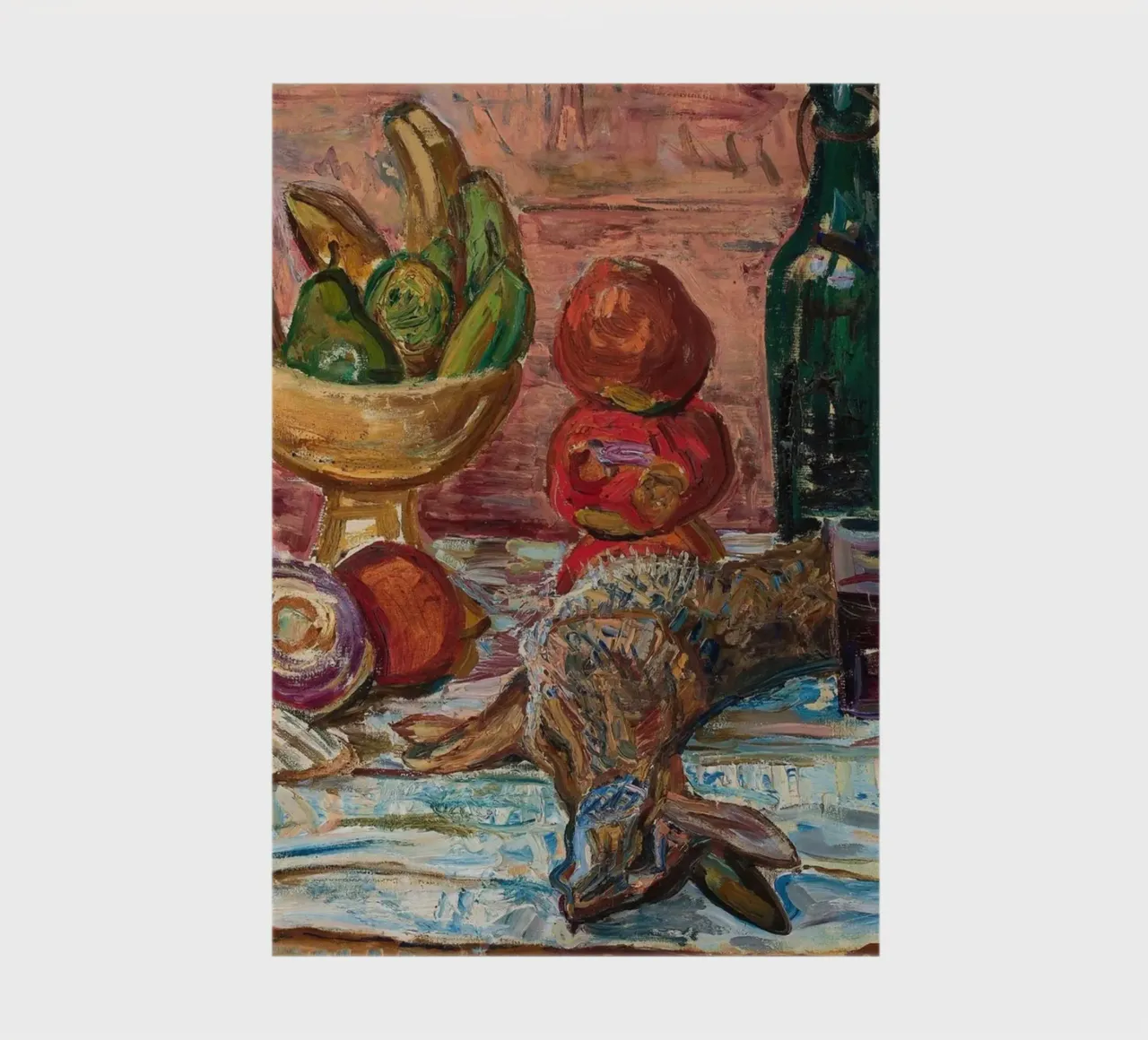 Natura morta di uccelli, frutta e bottiglie - Pittura espressionista diario da ClubArt