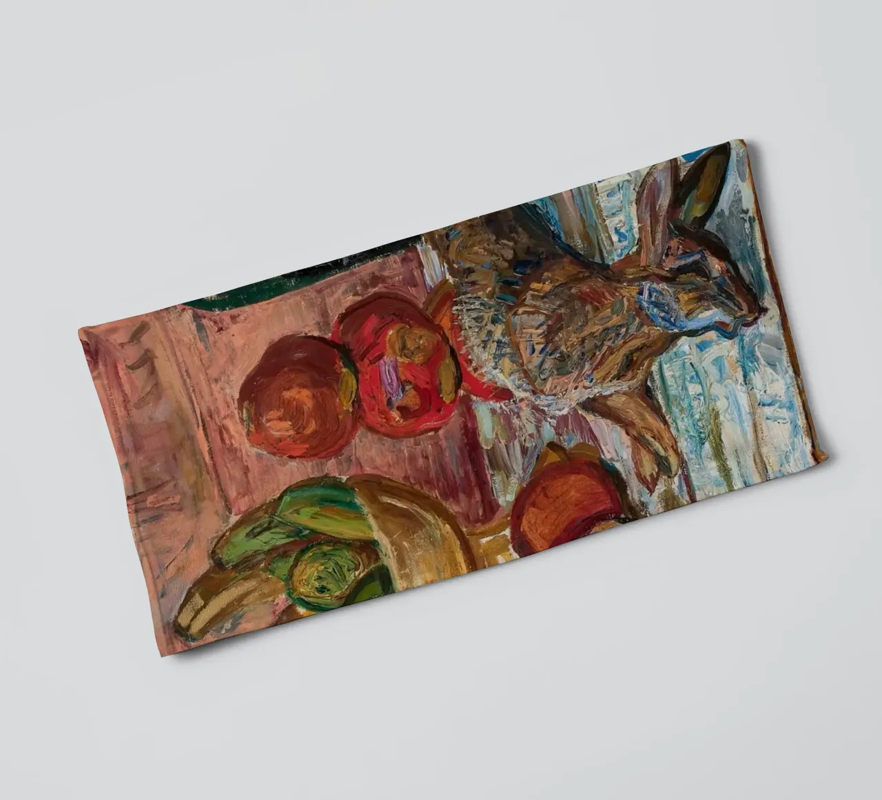 Natura morta di uccelli, frutta e bottiglie - Pittura espressionista asciugamano da bagno da ClubArt