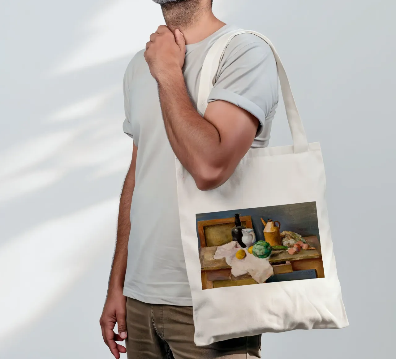 Still Life Artichoke & Bottles - Textured Expressionist tote bag by ClubArt