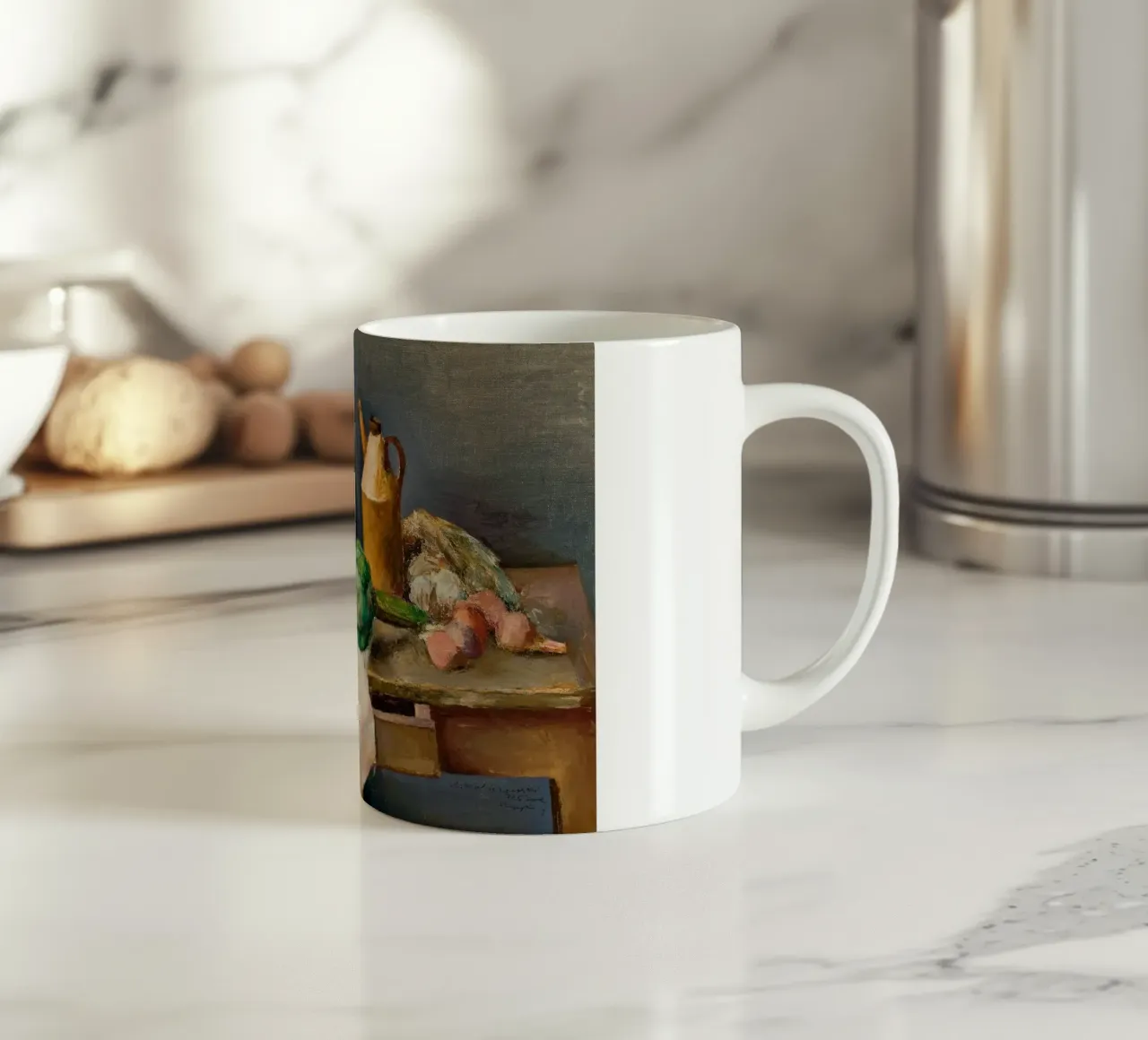 Natura morta carciofo e bottiglie - Espressionismo strutturato tazza in ceramica da ClubArt