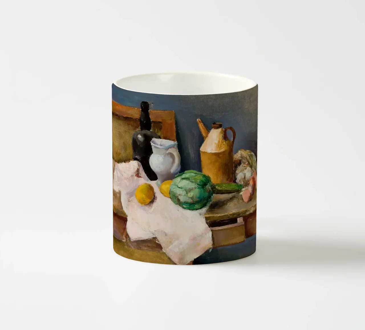 Natura morta carciofo e bottiglie - Espressionismo strutturato tazza in ceramica da ClubArt