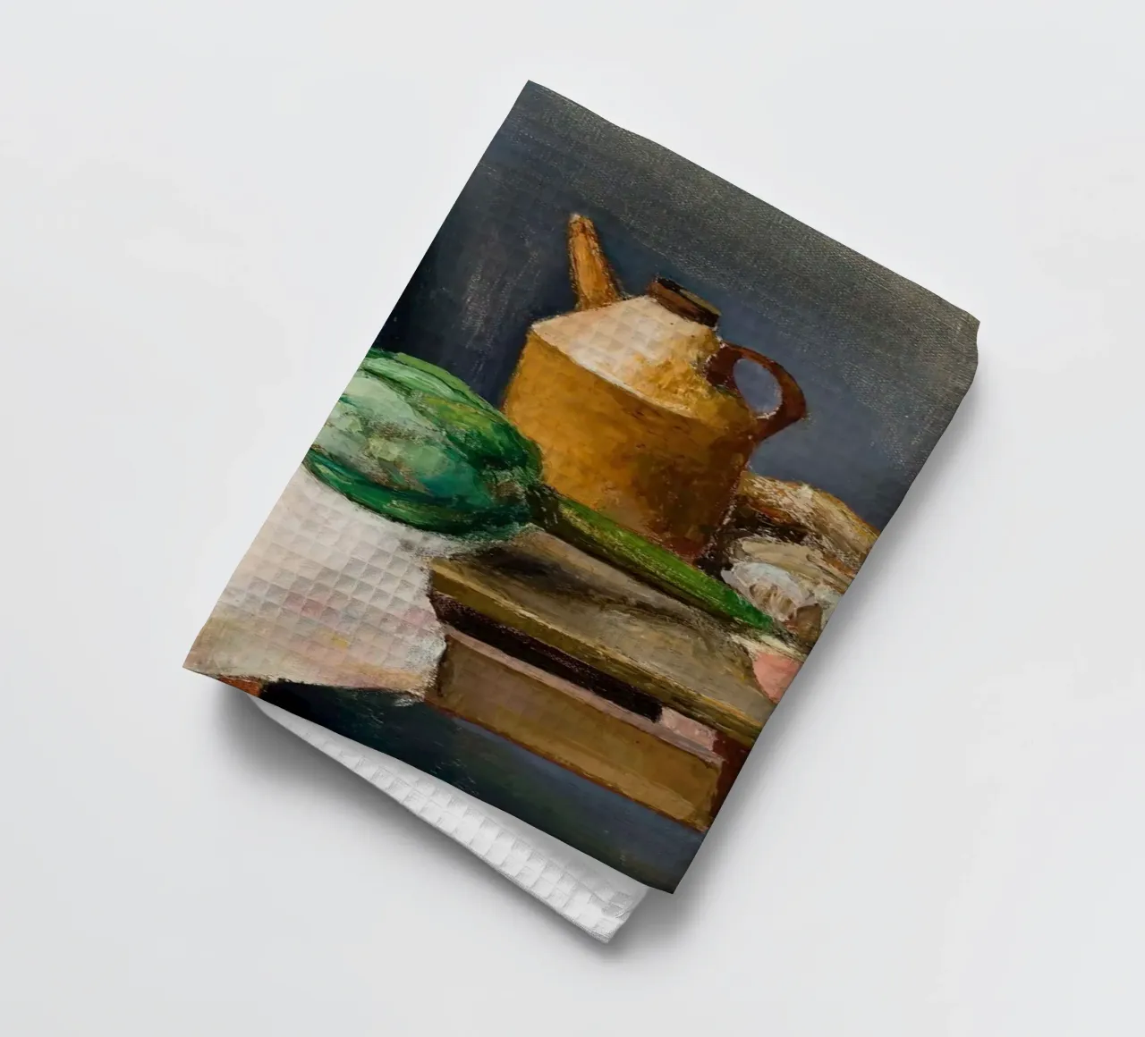 Nature morte Artichaut et bouteilles - Textured Expressionist torchon de ClubArt