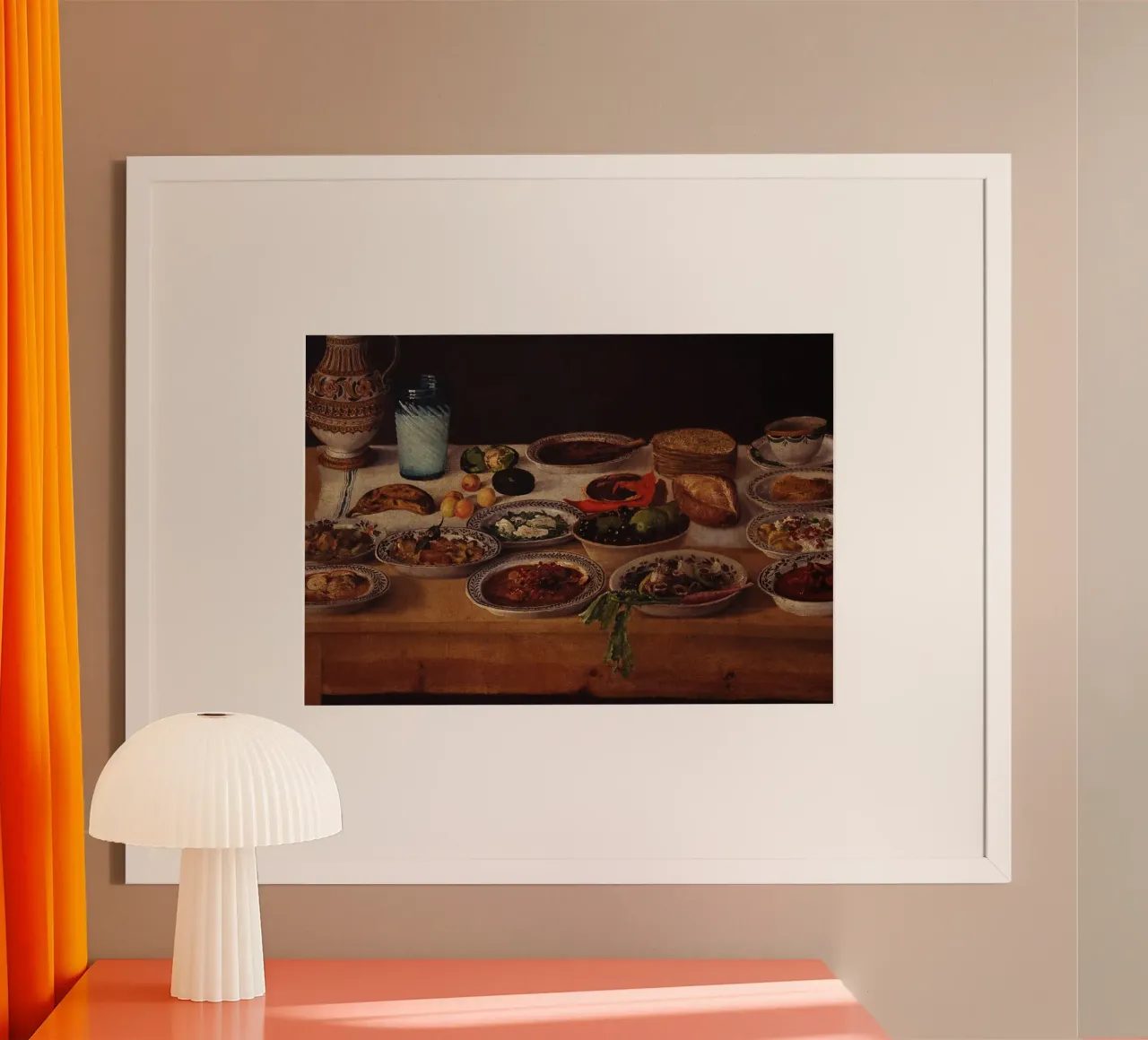 Festa della natura morta - Abbondanza culinaria di un vecchio maestro poster con telaio in legno da ClubArt
