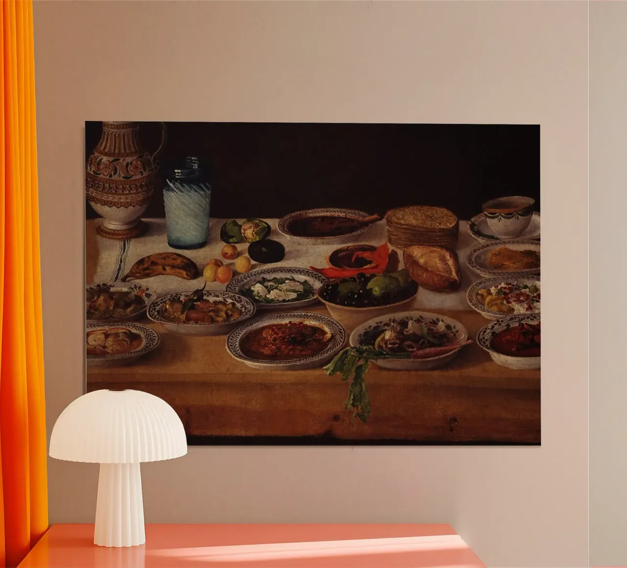Festa della natura morta - Abbondanza culinaria di un vecchio maestro poster con telaio in legno da ClubArt