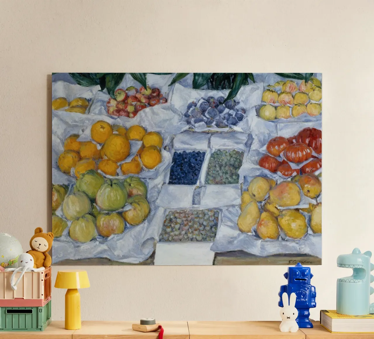 Pittura con bancarella di Caillebotte - Arte della frutta impressionista plexiglass da ClubArt
