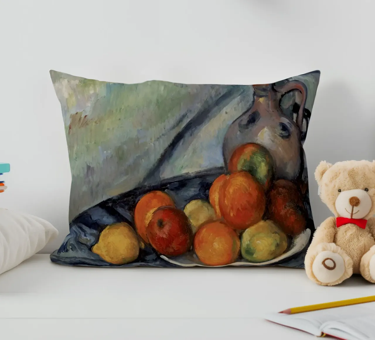 Cézanne Natura morta frutta e brocca - Arte post-impressionista cuscino da ClubArt