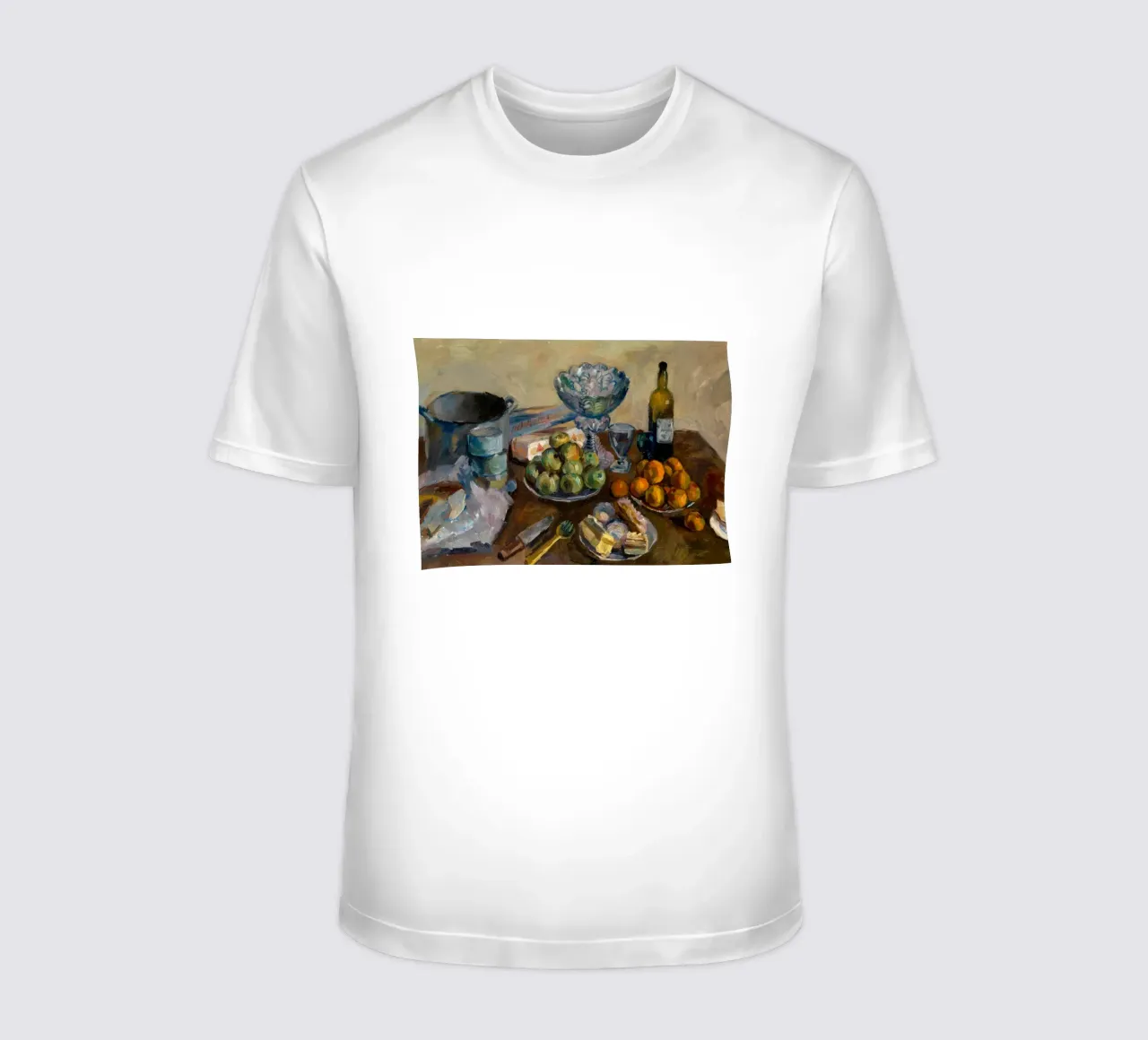 Tavola da cucina con natura morta - Frutta e vino in stile espressionista t-shirt da ClubArt