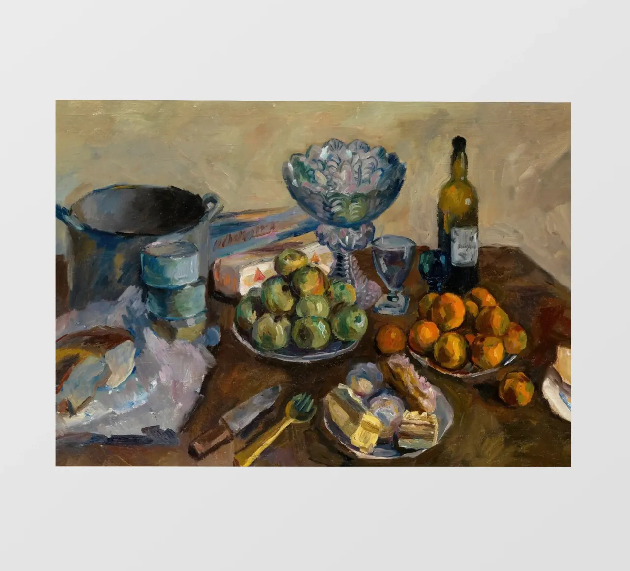 Tavola da cucina con natura morta - Frutta e vino in stile espressionista telo in pvc da ClubArt