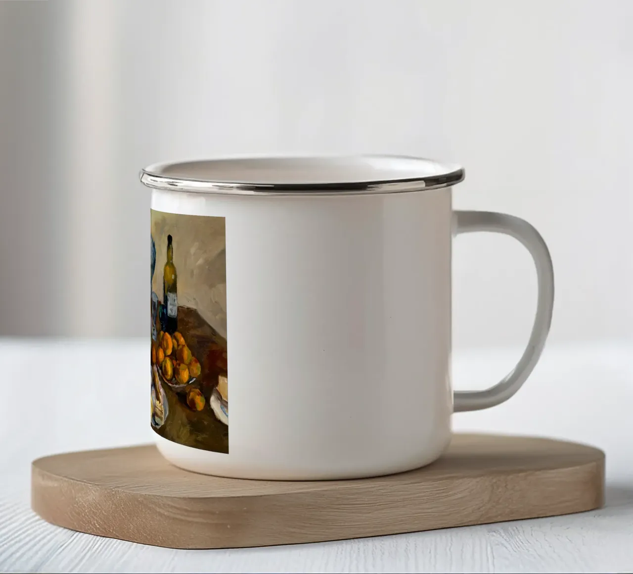 Tavola da cucina con natura morta - Frutta e vino in stile espressionista tazza in smalto da ClubArt