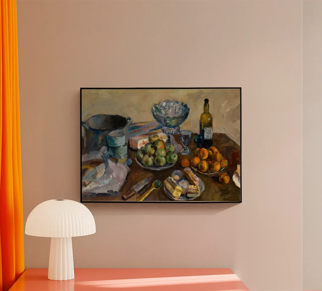 Tavola da cucina con natura morta - Frutta e vino in stile espressionista plexiglass da ClubArt