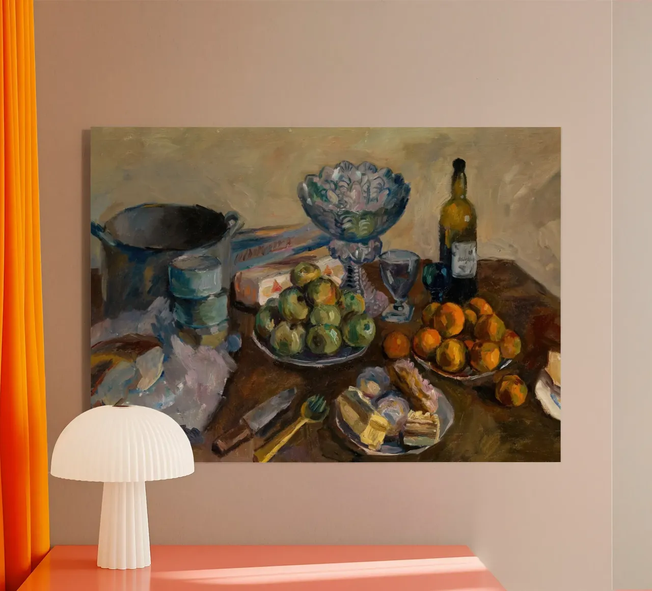 Tavola da cucina con natura morta - Frutta e vino in stile espressionista plexiglass da ClubArt