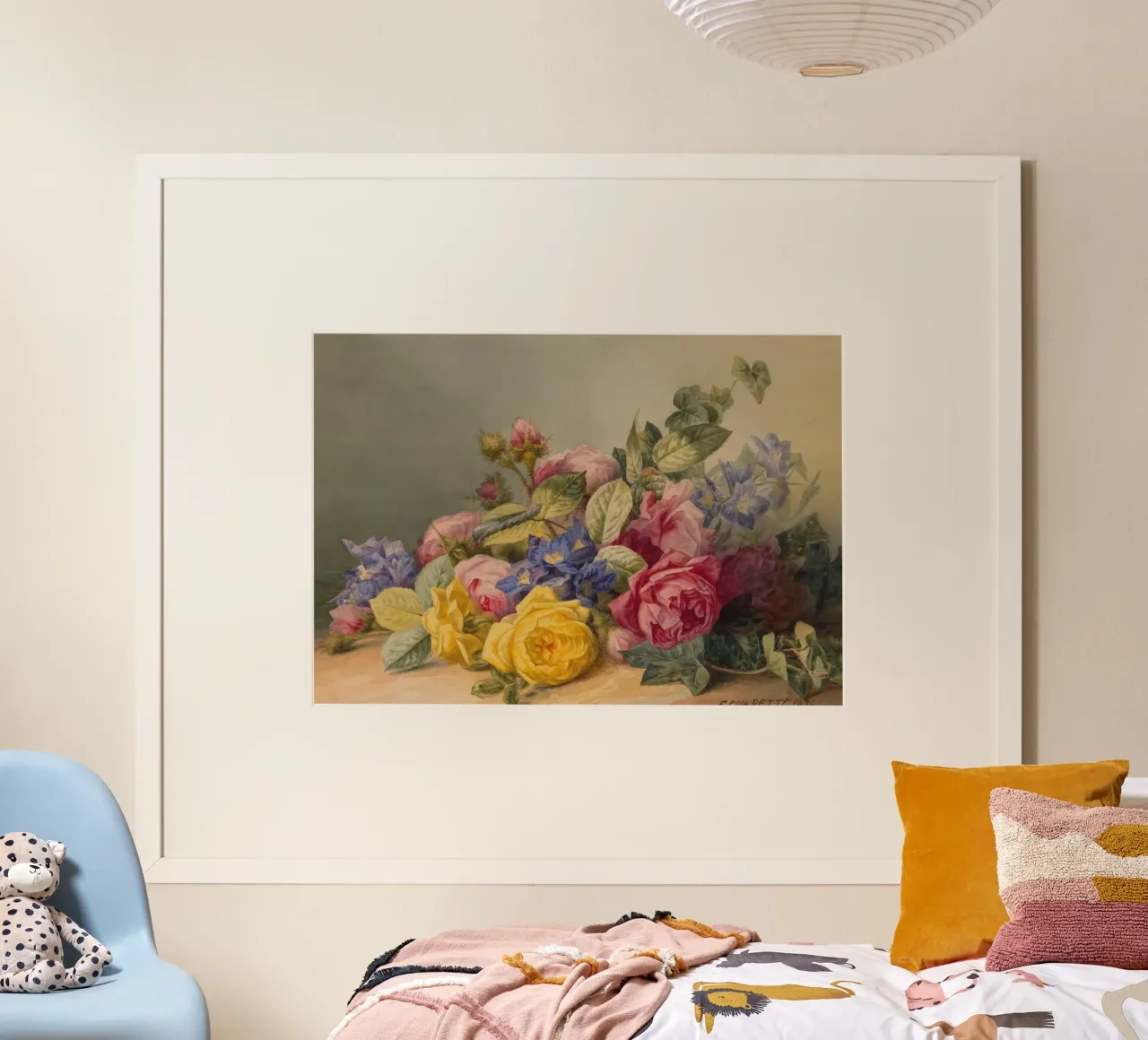 Natura morta floreale Charette - Rose e delfini d'epoca poster da ClubArt