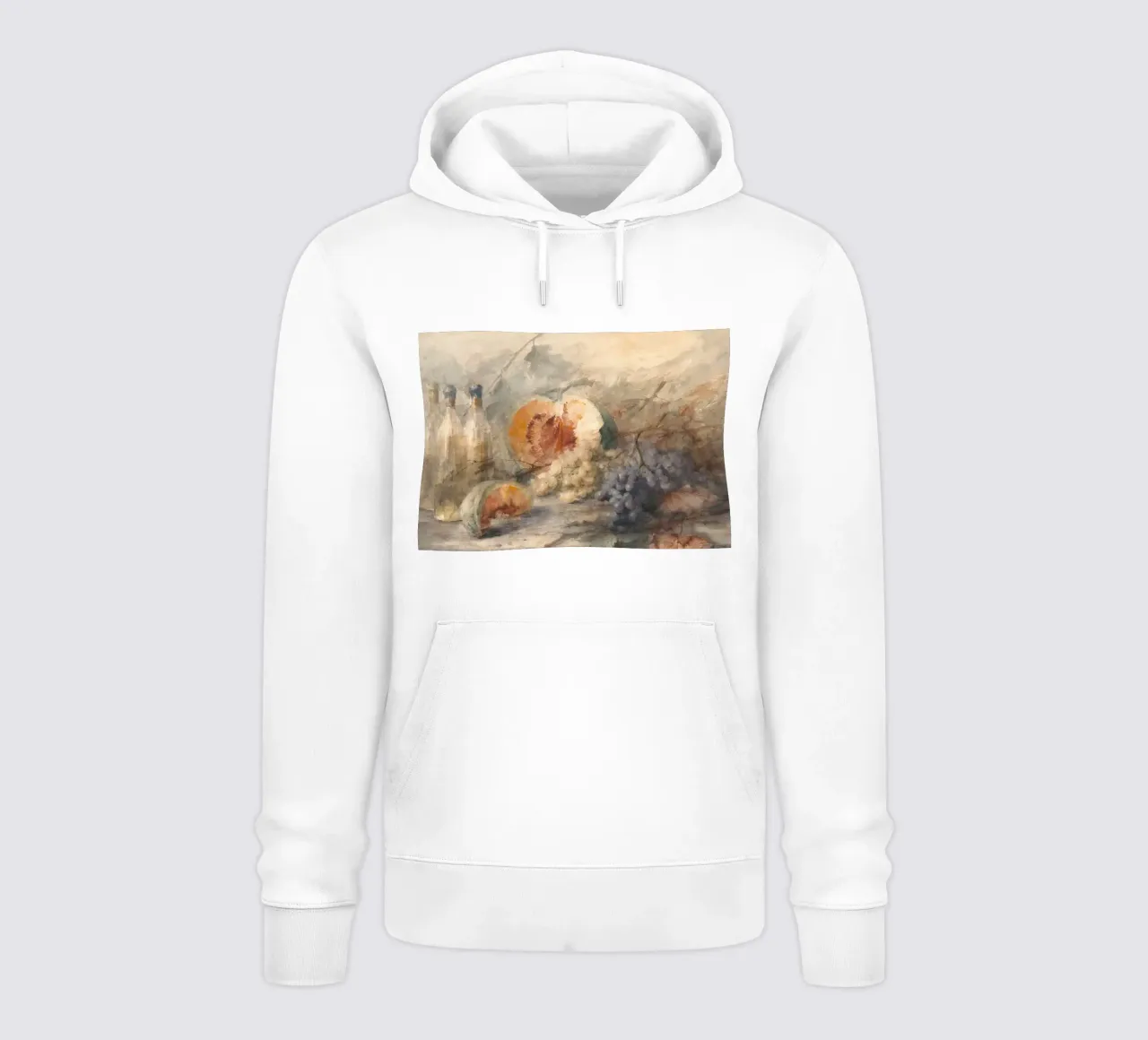 Natura morta Meloni Uva Bottiglie - Pittura ad acquerello felpa con cappuccio da ClubArt