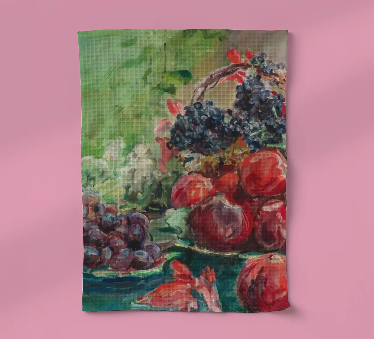Still Life Fruit Baskets - Impressionist Vibrant Art tea towel by ClubArt