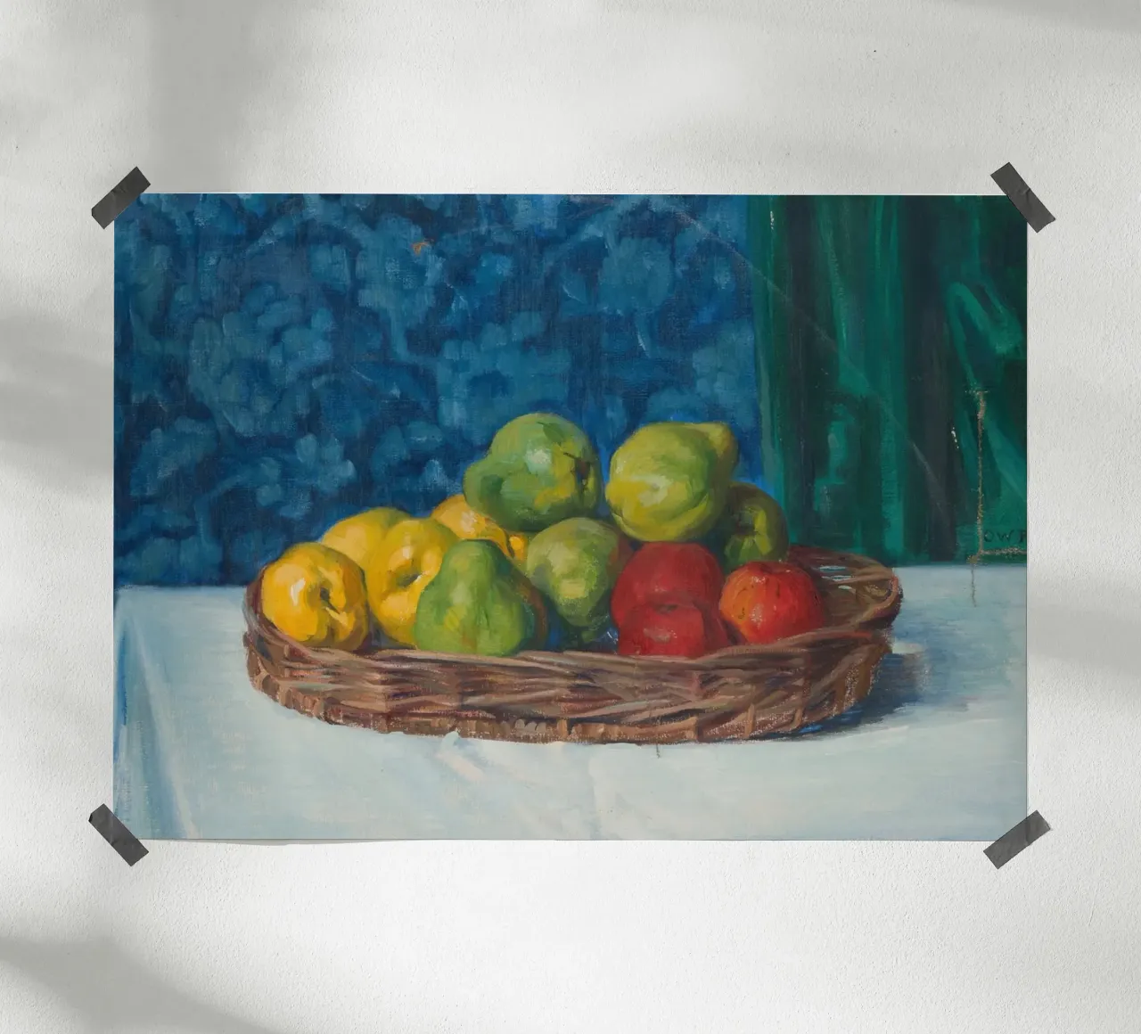 Nature morte à la corbeille de fruits - Art post-impressionniste texturé poster de ClubArt