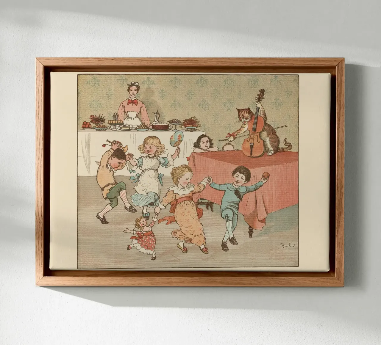Art de la comptine vintage - Enfants dansant et groupe de chats toile avec Caisse américaine de ClubArt