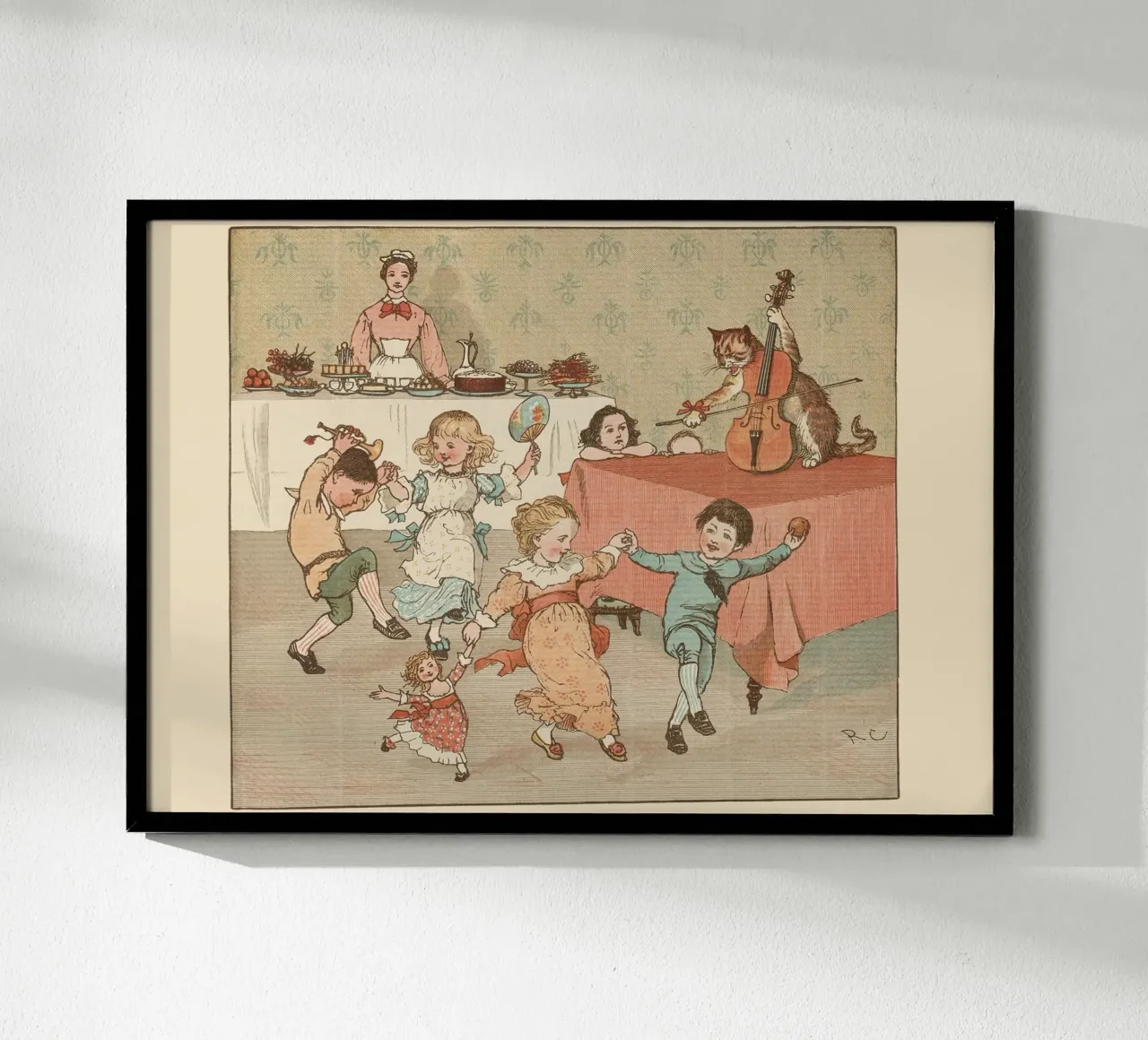Filastrocca d'epoca - Bambini che ballano e banda di gatti carta hahnemühle da ClubArt