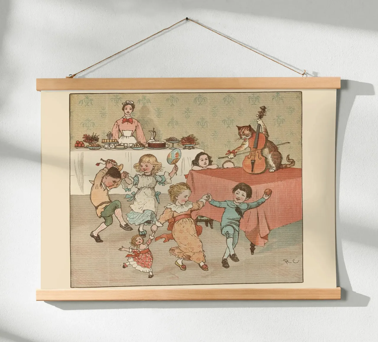 Filastrocca d'epoca - Bambini che ballano e banda di gatti carta hahnemühle da ClubArt