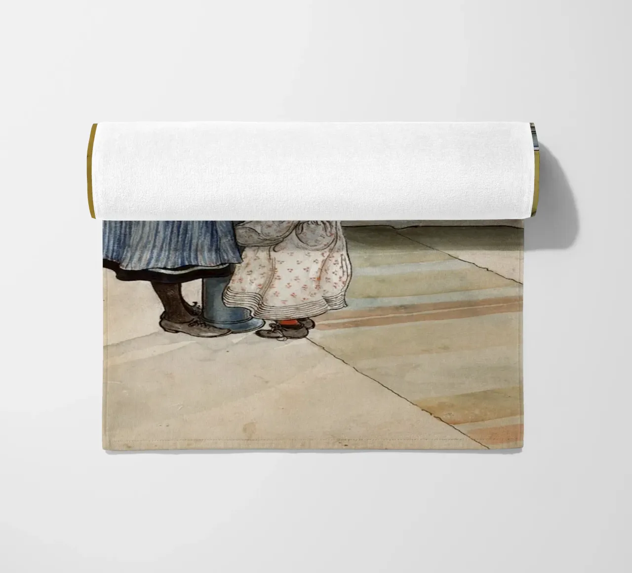 Larsson Kitchen Scene - Nordic Folk Art Interior beach towel by ClubArt