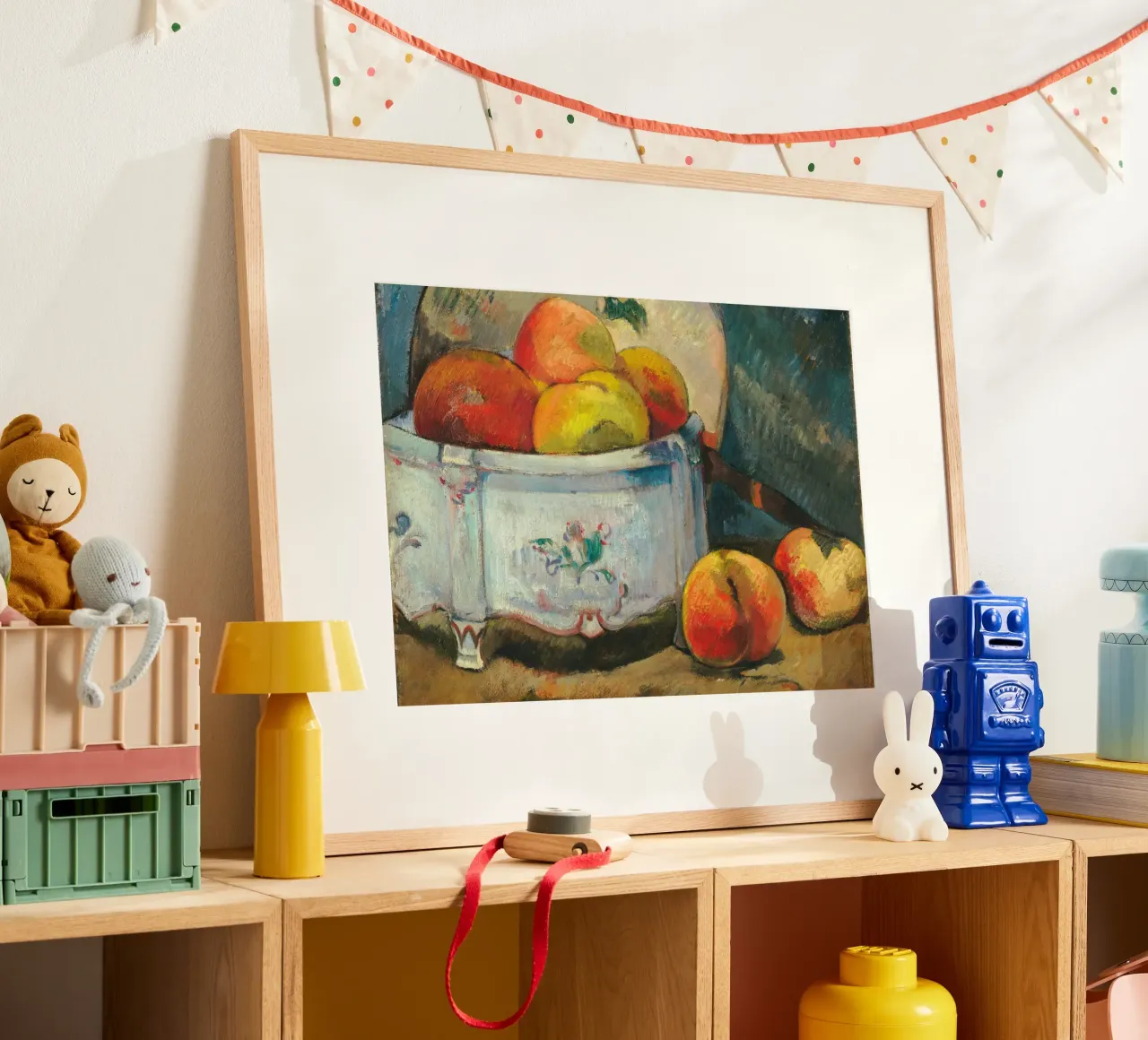Obstschale mit Stillleben - strukturierte postimpressionistische Kunst Poster mit Kunststoffrahmen von ClubArt