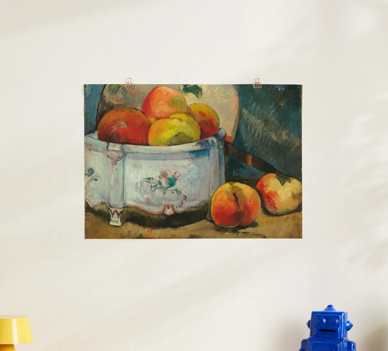 Obstschale mit Stillleben - strukturierte postimpressionistische Kunst Poster mit Kunststoffrahmen von ClubArt