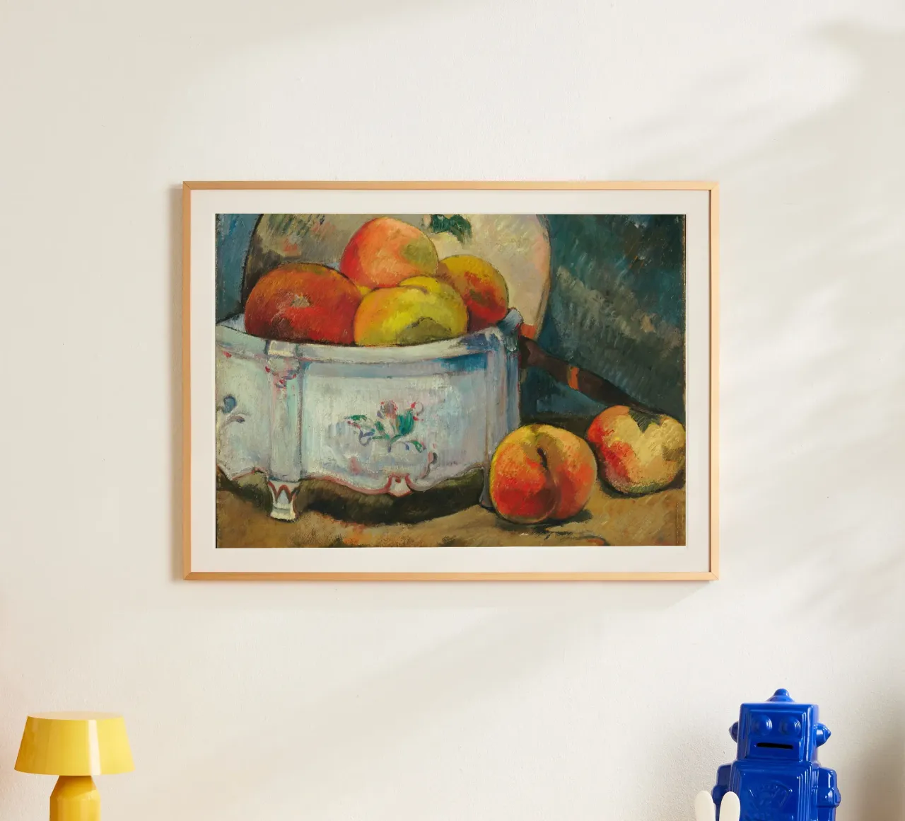 Obstschale mit Stillleben - strukturierte postimpressionistische Kunst Poster mit Kunststoffrahmen von ClubArt