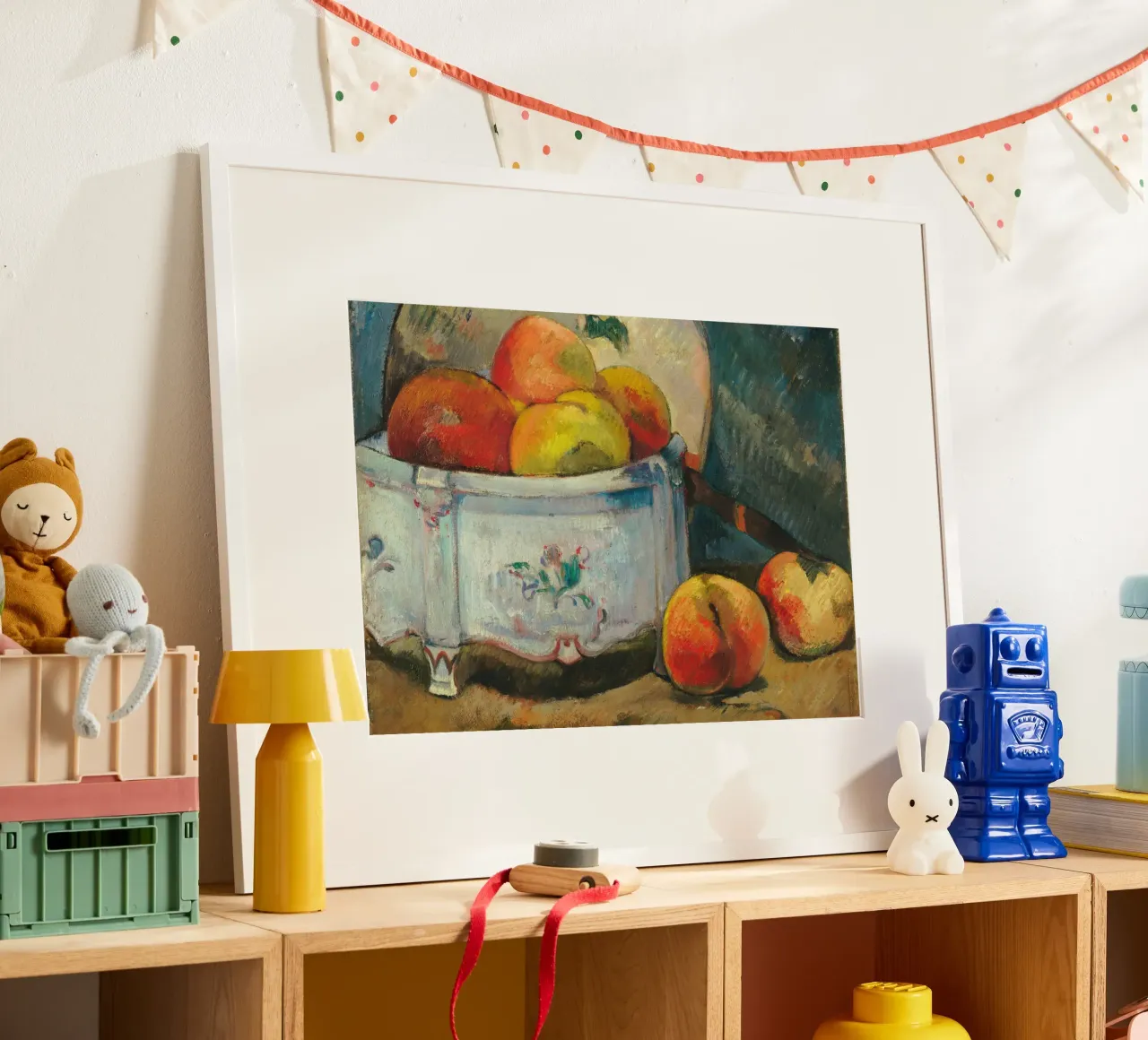 Obstschale mit Stillleben - strukturierte postimpressionistische Kunst Poster mit Kunststoffrahmen von ClubArt