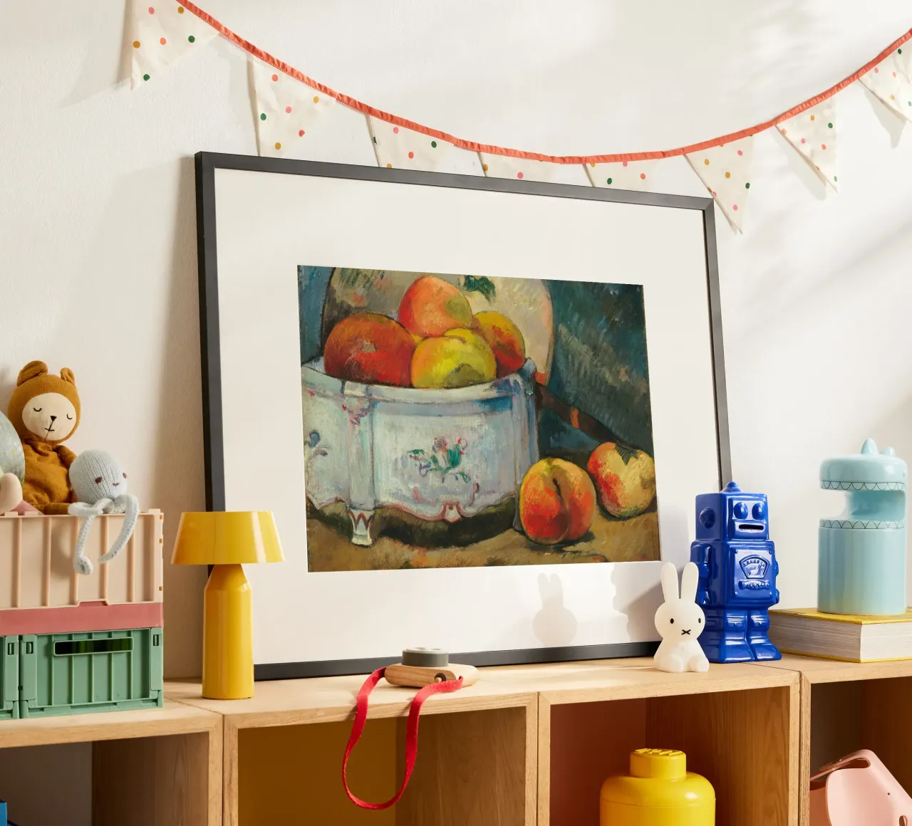 Obstschale mit Stillleben - strukturierte postimpressionistische Kunst Poster mit Kunststoffrahmen von ClubArt