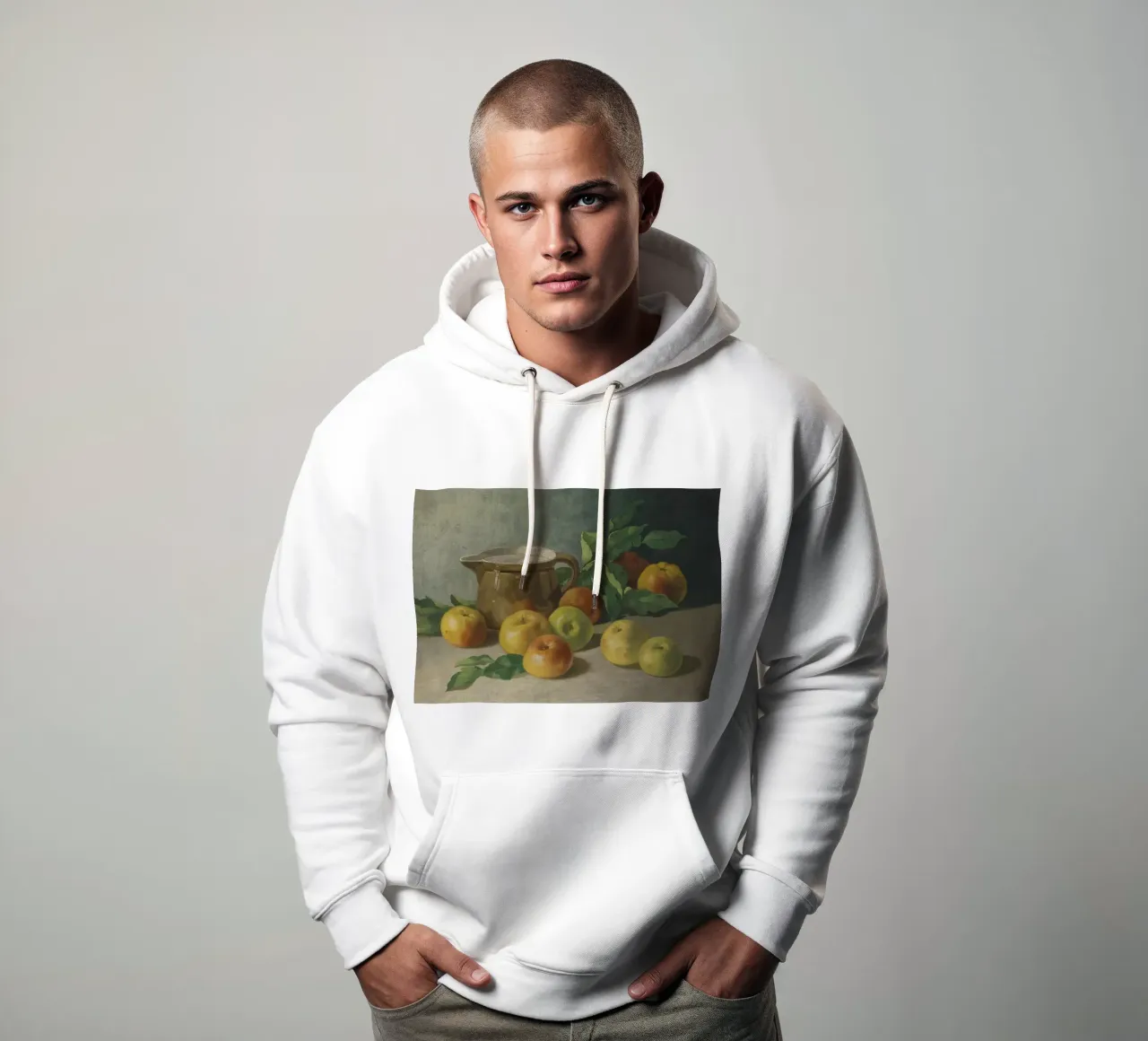 Natura morta mele e brocca - Pittura classica realista felpa con cappuccio da ClubArt