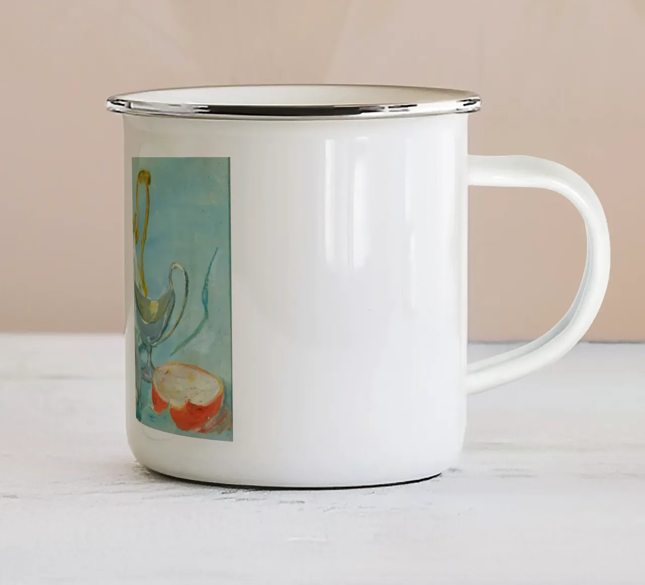 Stilleven theepot & knoflook - Expressieve keukenkunst emaille mok van ClubArt