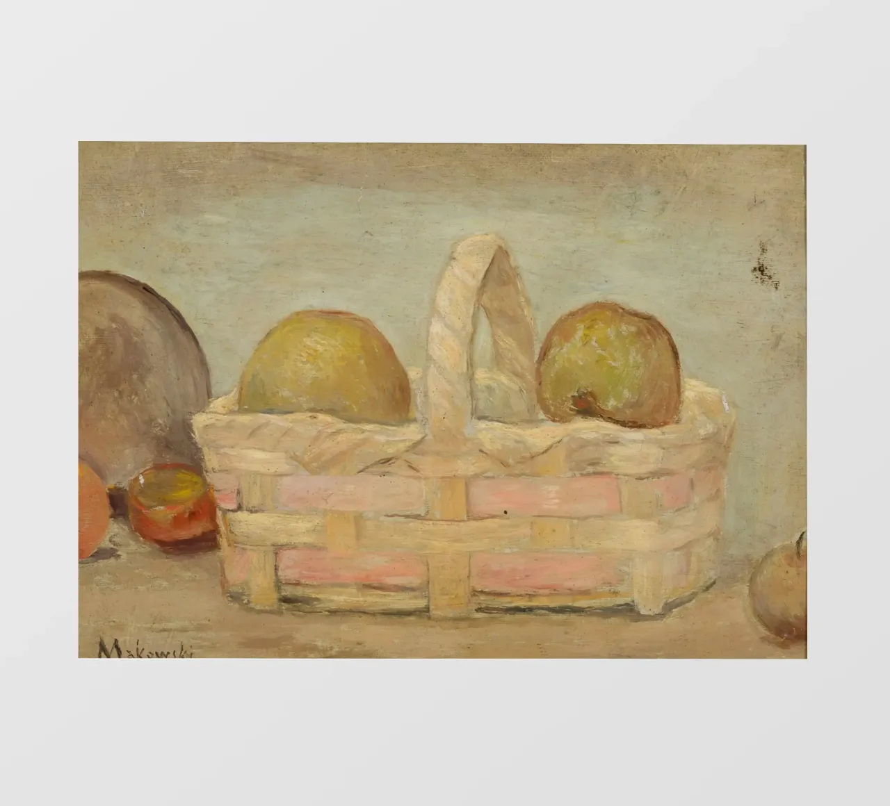 Makowski Nature morte corbeille de fruits - Peinture rustique papier peint photo de ClubArt