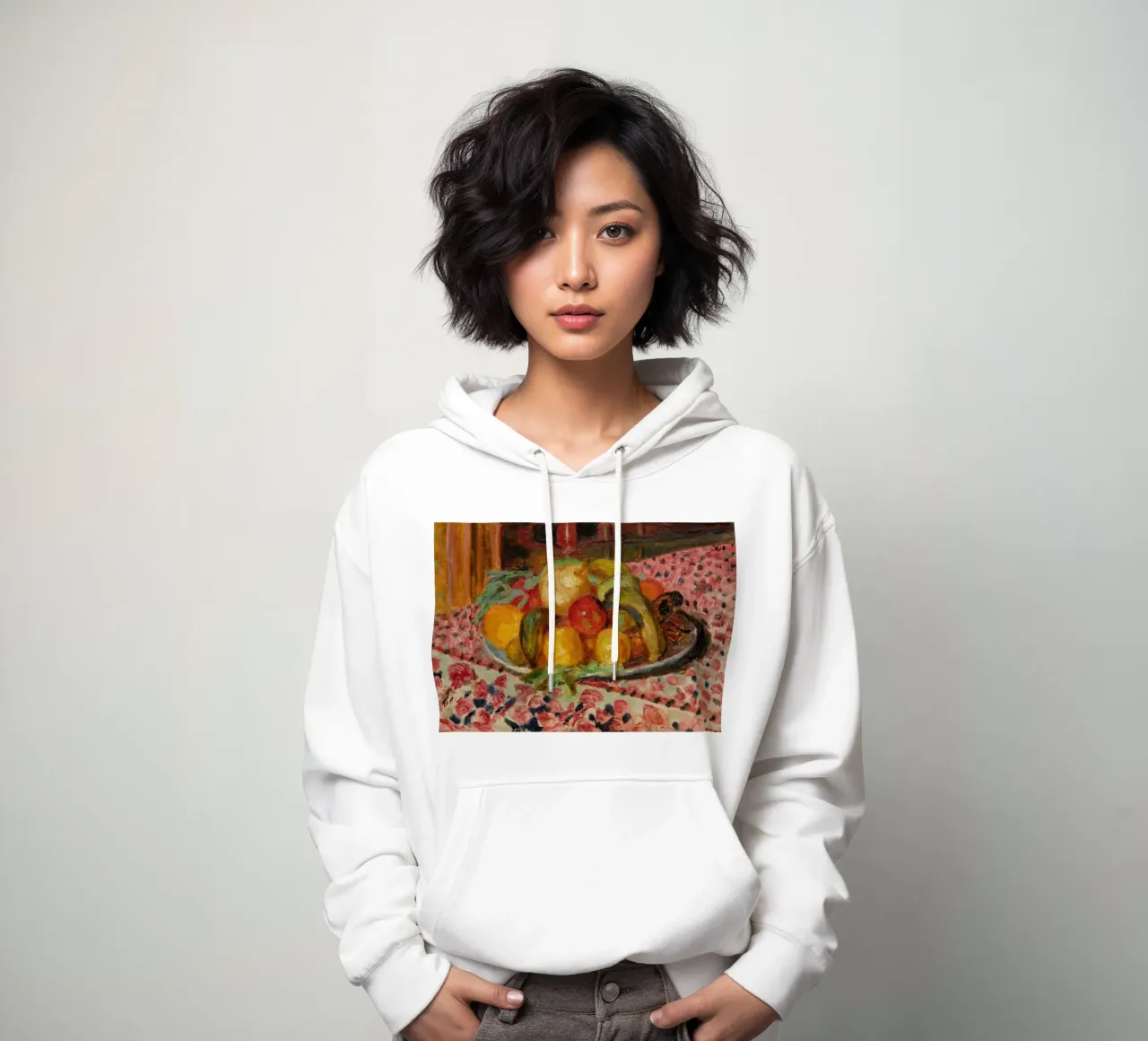 Piatto di frutta con natura morta - Pittura impressionista vivace felpa con cappuccio da ClubArt